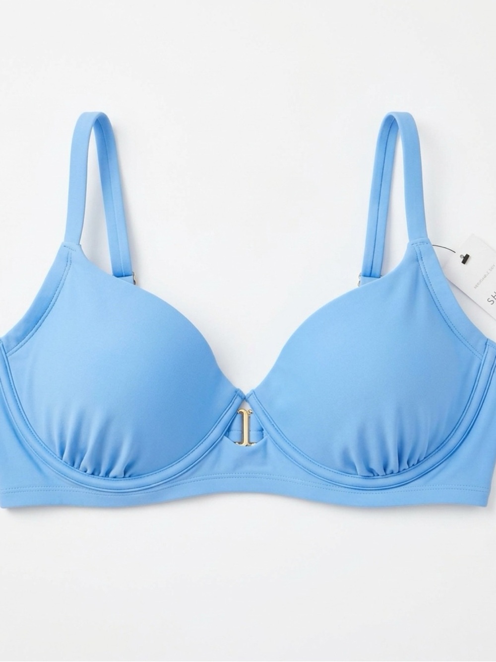 Shade & Shore Light Blue Underwire Bikini Top with Gold Hardware